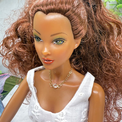 Round Clear Crystal Gold Chain Doll Necklace • 16 Inch Fashion Doll Jewelry