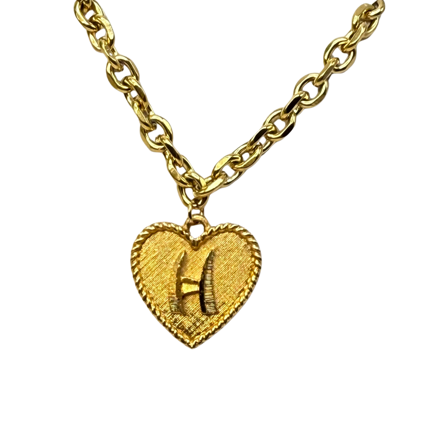 Initial H Gold Heart Pendant Necklace • Plushie Monster Doll Accessories Jewelry