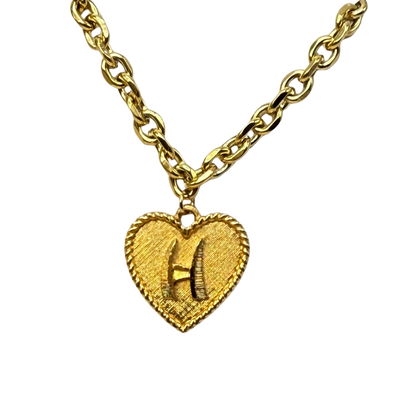 Initial H Gold Heart Pendant Necklace • Plushie Monster Doll Accessories Jewelry