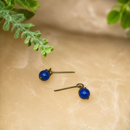 Blue Glass Round Dangle Doll Earrings · 14 Inch Fashion Doll Jewelry