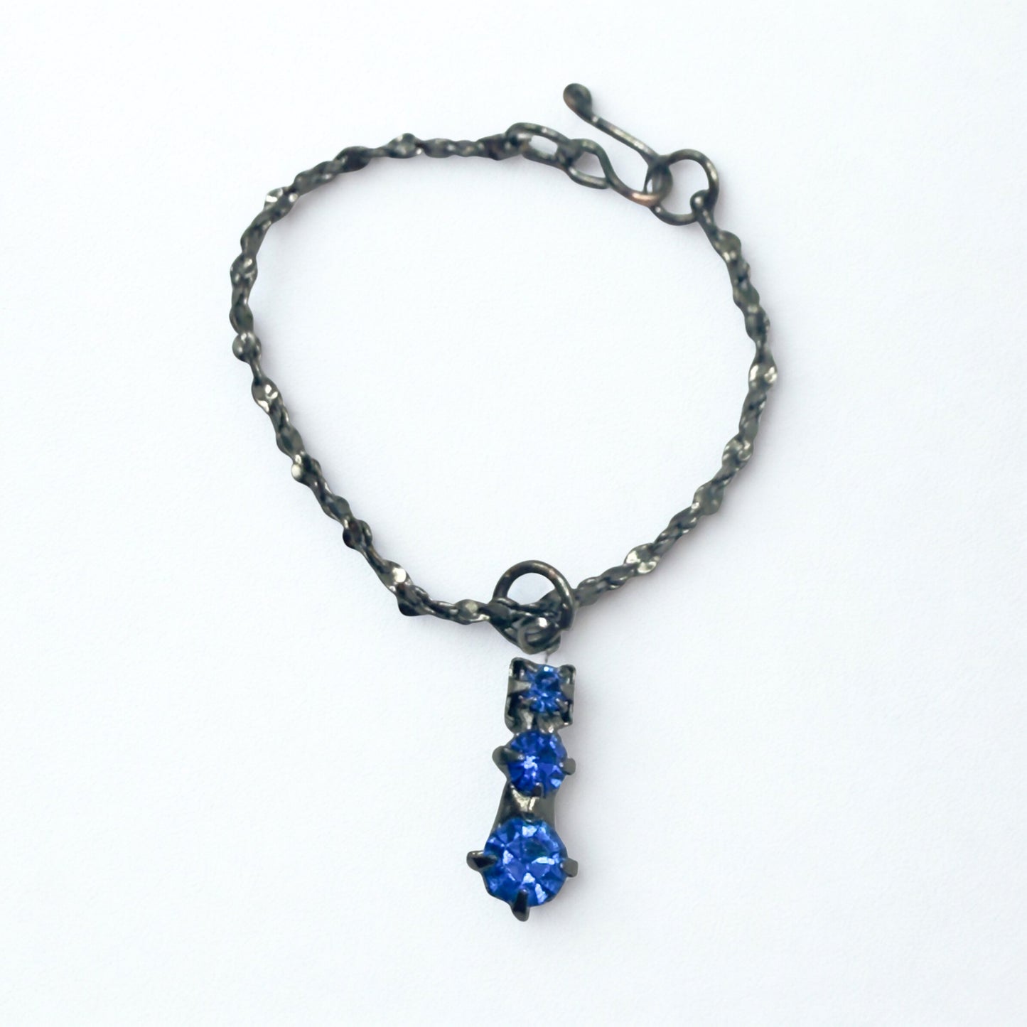 Blue Rhinestone Pendant Black Chain Doll Necklace • 16 Inch Fashion Doll Jewelry