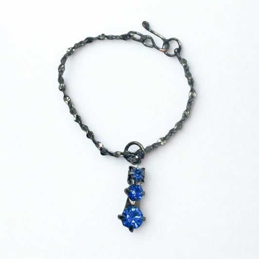 Blue Rhinestone Pendant Black Chain Doll Necklace • 16 Inch Fashion Doll Jewelry