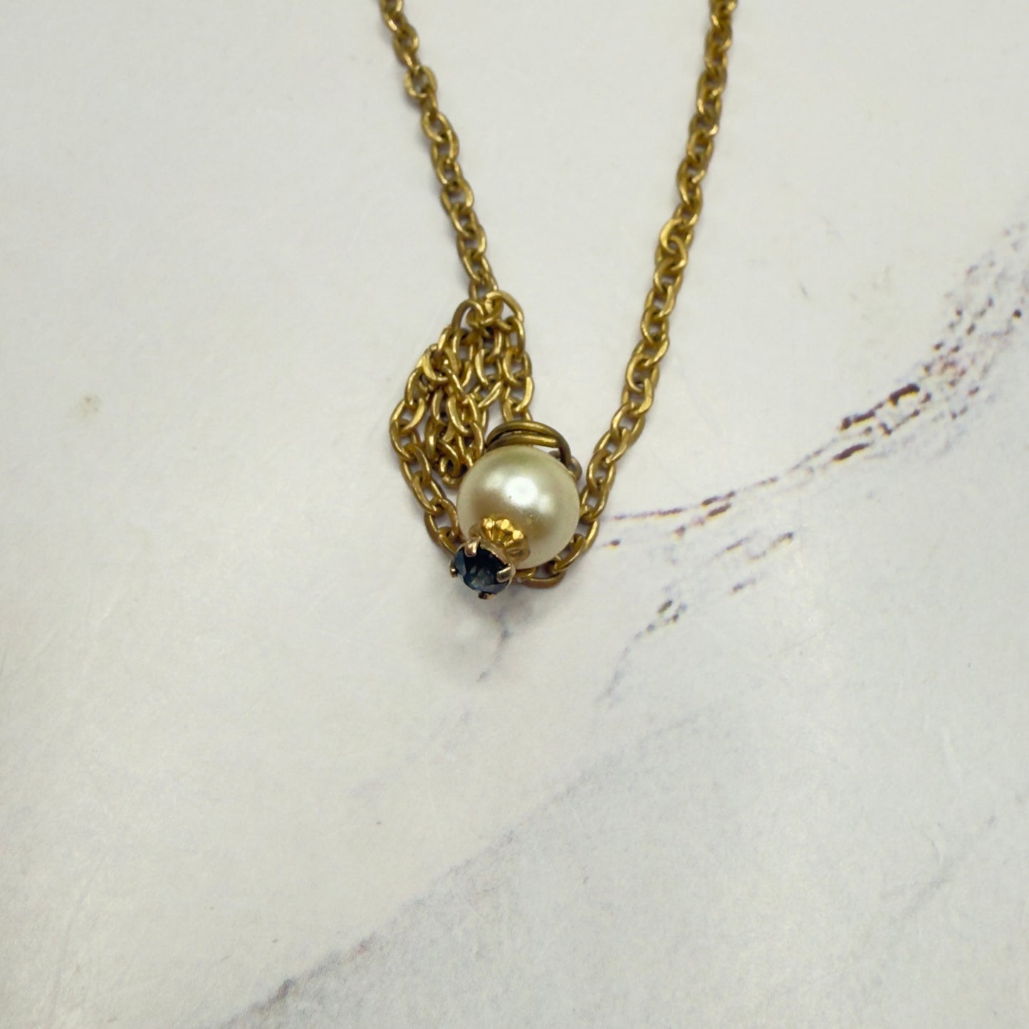 Pearl Drop Light Purple Rhinestone Gold Chain Doll Necklace • 18 Inch Fashion Doll Jewelry