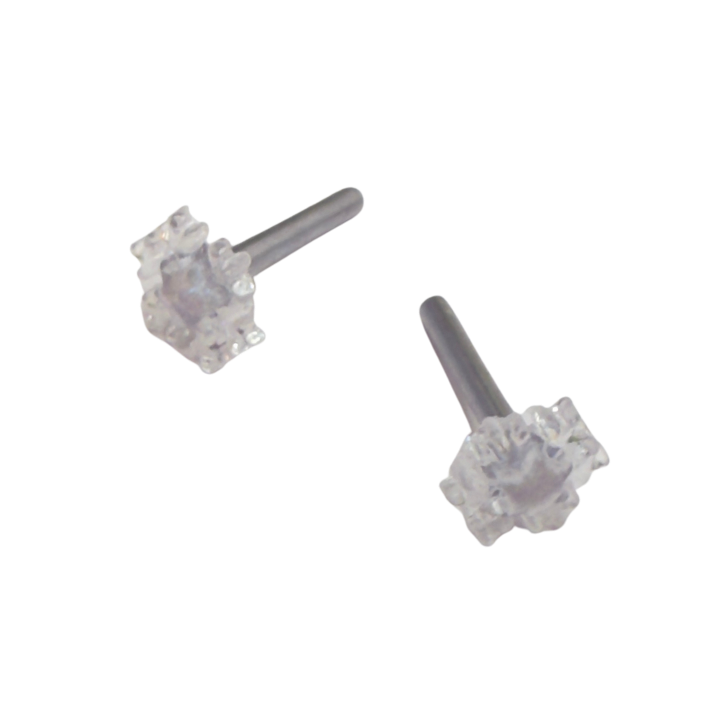 Acrylic Clear Glittery  Snowflake Post Doll Earrings • 2mm Post for 18 Inch Fashion Doll