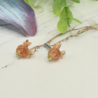 Christmas Reindeer Rudolph Post Doll Earrings • 2mm Post for 18 Inch Fashion Doll