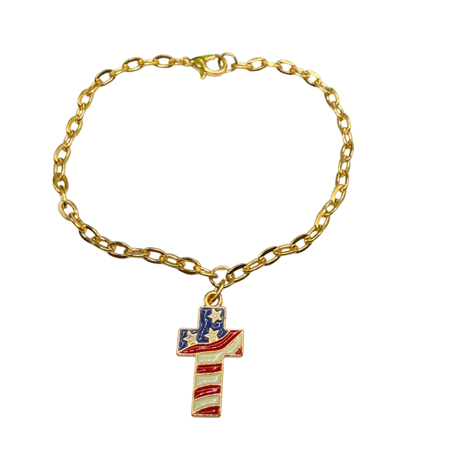 Red White Blue Flag Cross Charm Doll Necklace for 18 Inch Fashion Doll
