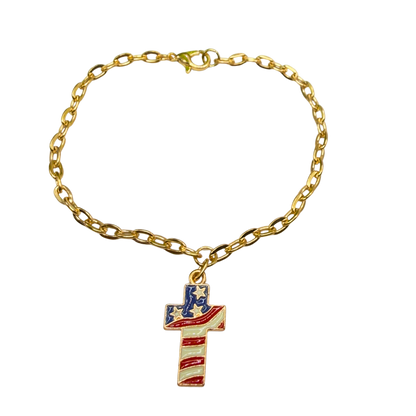 Red White Blue Flag Cross Charm Doll Necklace for 18 Inch Fashion Doll