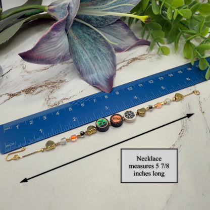 Halloween Boo Spider Web Frankenstein Acrylic Silicone Beaded Doll Necklace and Earrings Set • 18 Inch Fashion Doll Jewelry