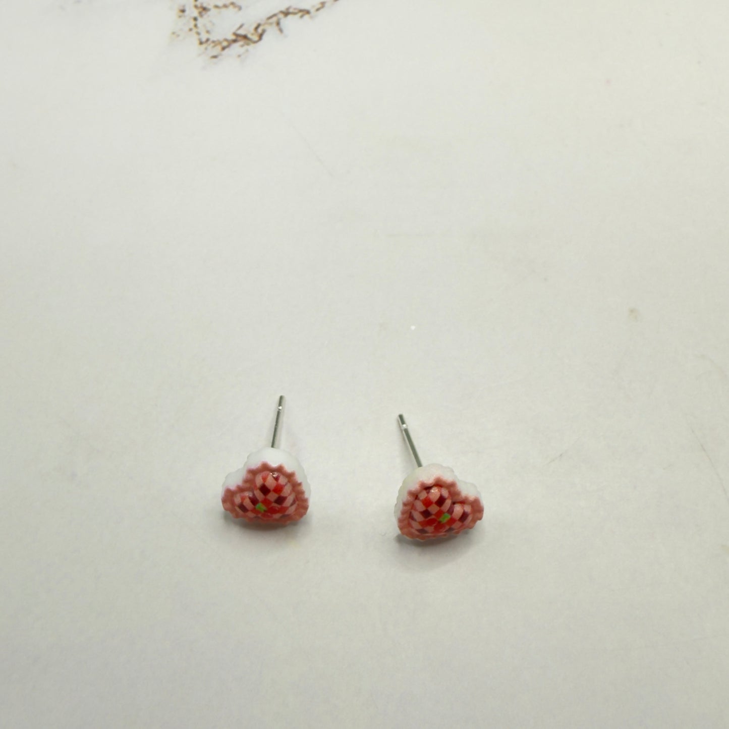 Coral Pink Lattice Design Heart Post Doll Earrings • 18 Inch Fashion Doll Jewelry
