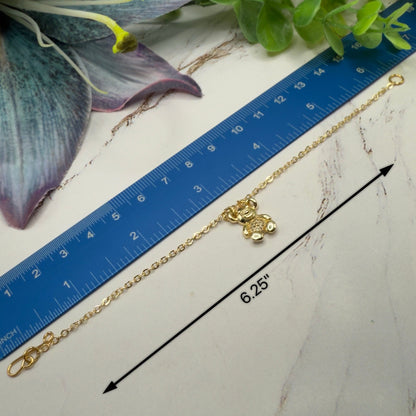 Gold Teddy Bear Rhinestone Accented Pendant Doll Necklace • 18 Inch Fashion Doll Jewelry