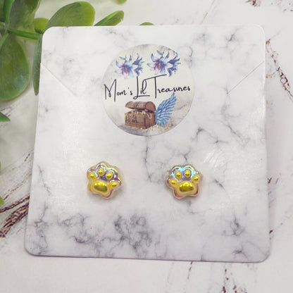 Light Yellow Acrylic Paw Print Doll Earrings • 18 Inch Fashion Doll Jewelry