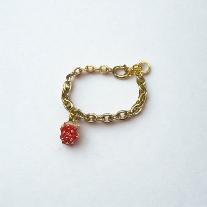 Strawberry Charm Gold Chain Doll Bracelet • 18 Inch Fashion Doll Jewelry