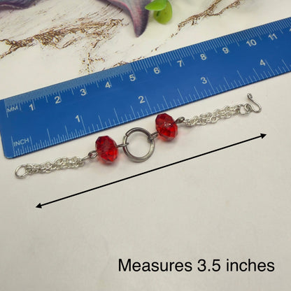 Red Faceted Acrylic Crystal Silver Ring Doll Necklace • 16 Inch Fashion Doll Jewelry