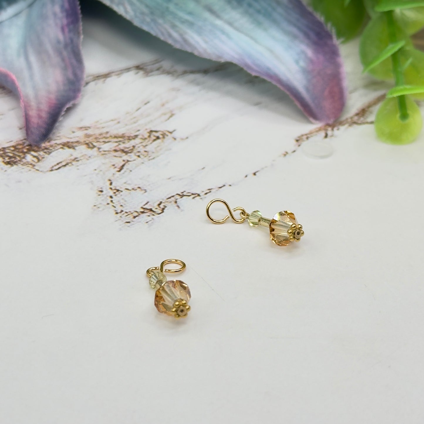 Glass Crystal Light Pink Peach & Clear Doll Earrings DANGLE ONLY • 18 Inch Fashion Doll Jewelry