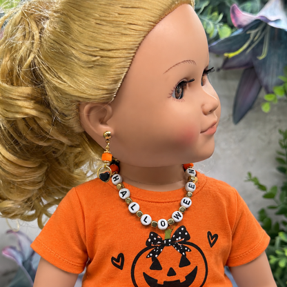 Halloween Beaded Necklace and Earrings Set | for 18 Inch Fashion Doll