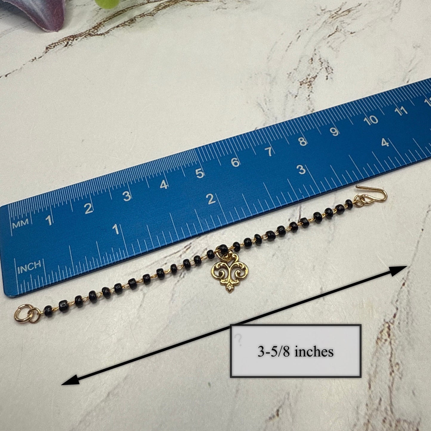 Black Glass Beaded Gold Chain Filigree Pendant Doll Necklace • 16 Inch Fashion Doll Jewelry