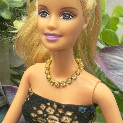 Clear Rhinestone Gold Tone Doll  Necklace • 10-12” 1:6 Fashion Doll Jewelry