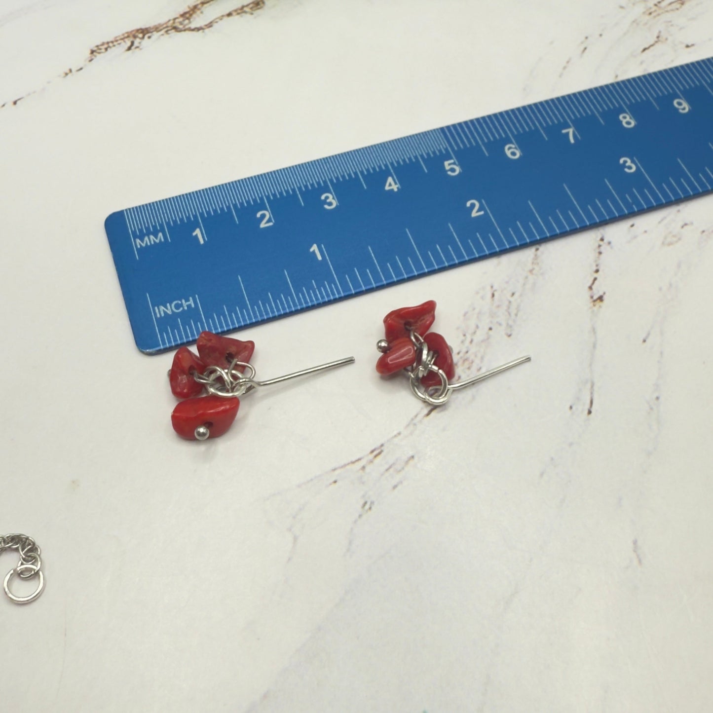 Red Stone Chip Dangle Doll necklace & Earrings • 16 Inch Fashion Doll Jewelry