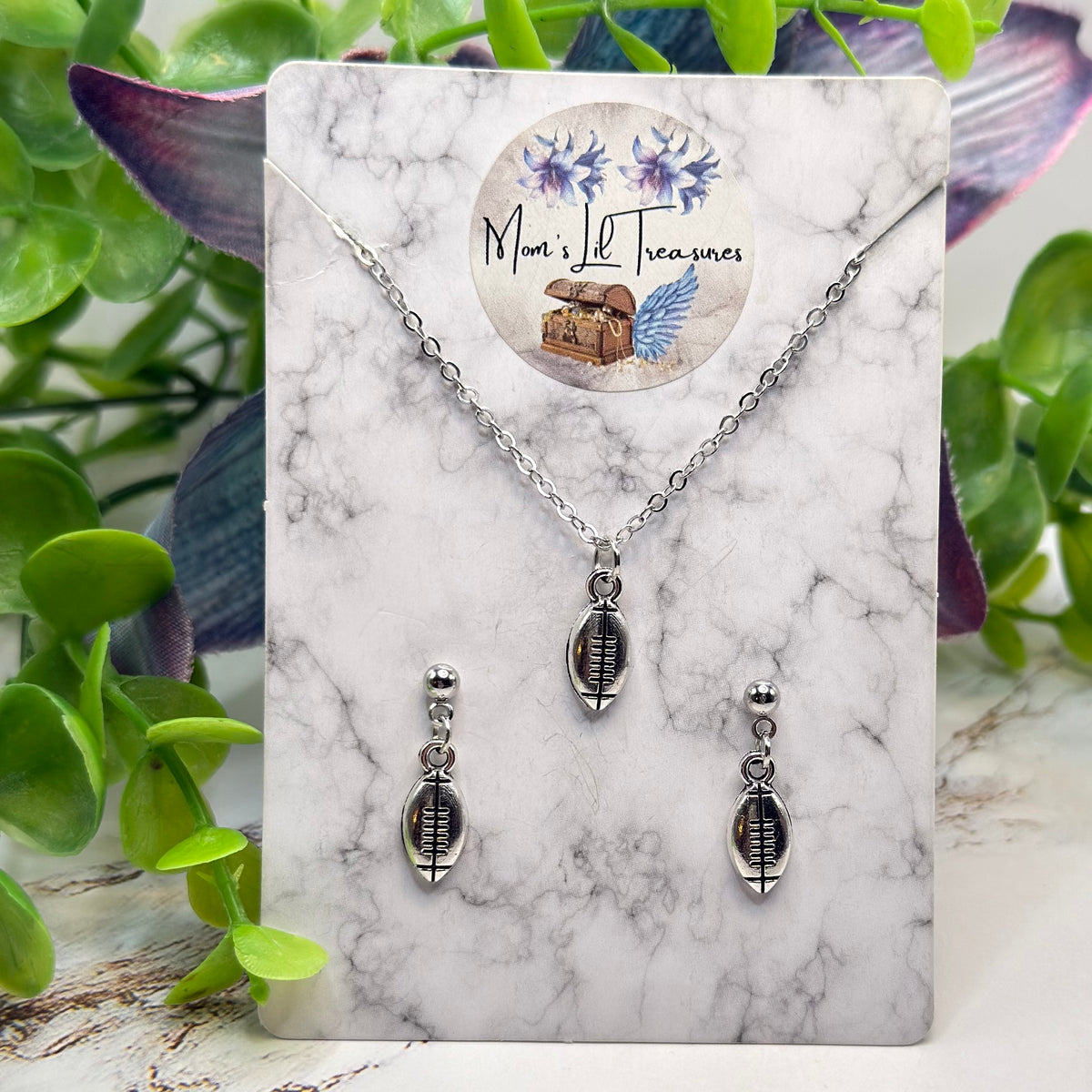 Silver Football Sports Charm Doll Necklace & Earrings | for 18 Inch Fashion Doll