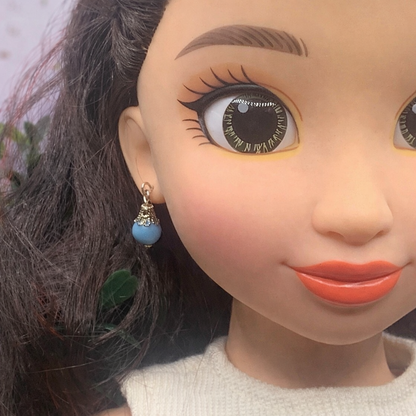 Light Turquoise Blue Dangle Doll Earrings • 18 Inch Fashion Doll Jewelry