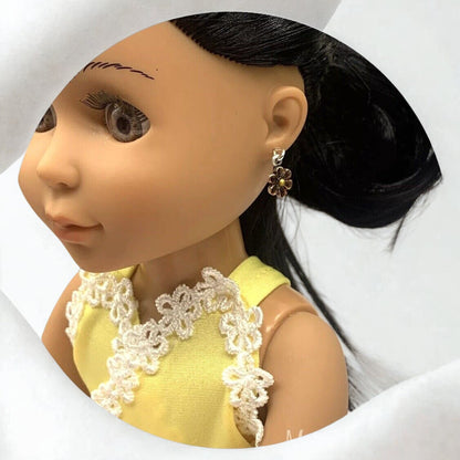 ✨ Handmade Doll Jewelry Designed to Fit popular 14 Inch Fashion Dolls: add a stylish touch to your favorite doll!✨

Small metal flower design brown gold enamel dangle doll earrings.