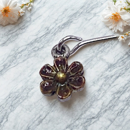 ✨ Handmade Doll Jewelry Designed to Fit popular 14 Inch Fashion Dolls: add a stylish touch to your favorite doll!✨

Small metal flower design brown gold enamel dangle doll earrings.