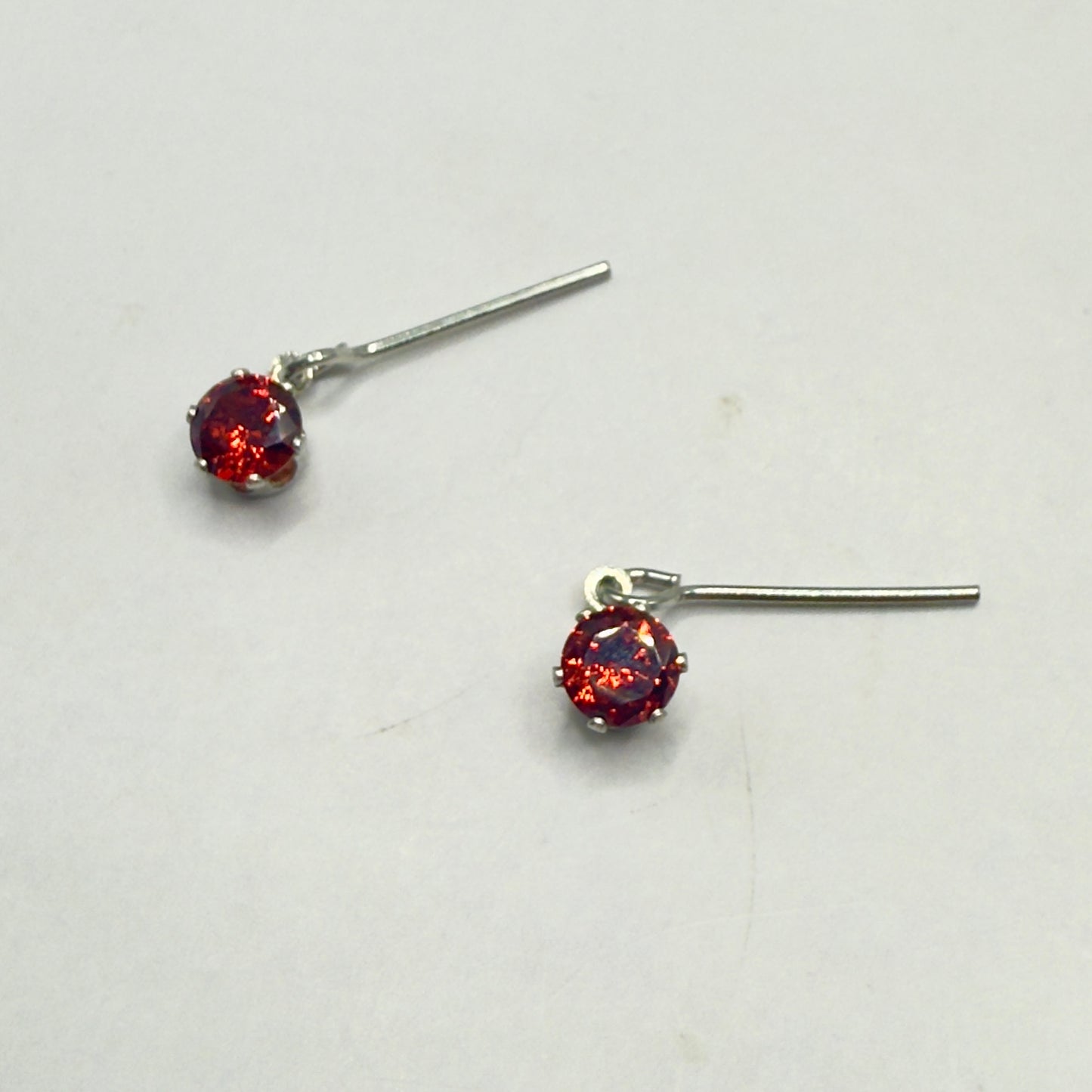 Red Round Rhinestone Silver Dangle Doll Earrings • 14 Inch Fashion Doll Jewelry