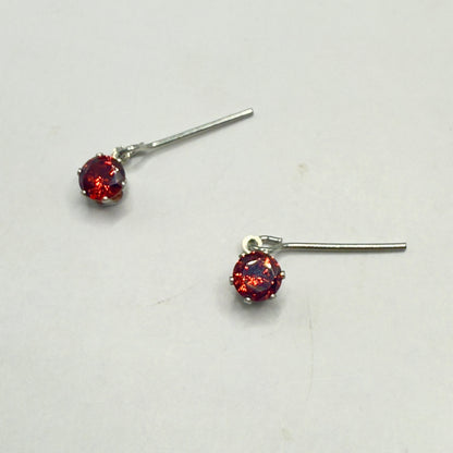 Red Round Rhinestone Silver Dangle Doll Earrings • 14 Inch Fashion Doll Jewelry