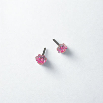 Bright Pink Paw Print Post Doll Earrings • 2mm Post fit 18 Inch Fashion Doll