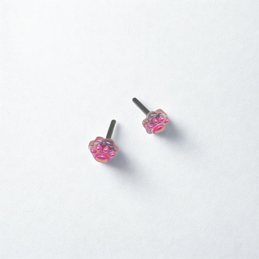 Bright Pink Paw Print Post Doll Earrings • 2mm Post fit 18 Inch Fashion Doll