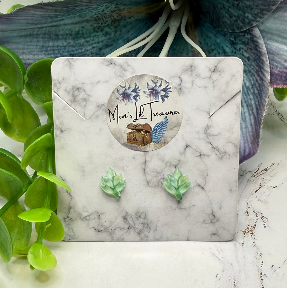 Green Fall Leaf 2mm Post Doll Earrings | fits 18 Inch Fashion Doll • American Girl