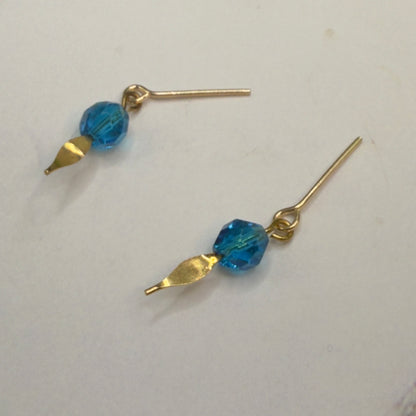 Turquoise Blue Glass Crystal & Gold Doll Earrings • 18 Inch Fashion Doll Jewelry