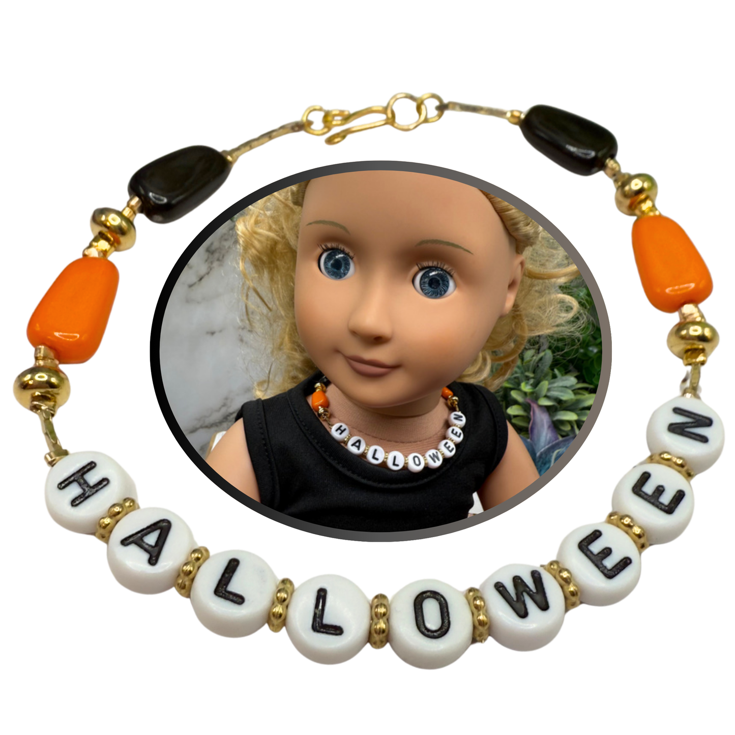 Halloween Acrylic Beaded Doll Necklace • 18 Inch Fashion Doll Jewelry