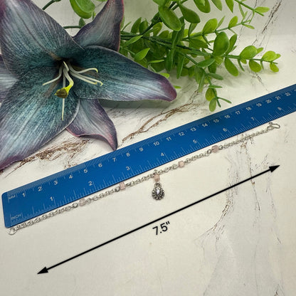 Light Pink Glass Bead Silver Chain Doll Necklace & Earrings • 18 Inch Fashion Doll Jewelry