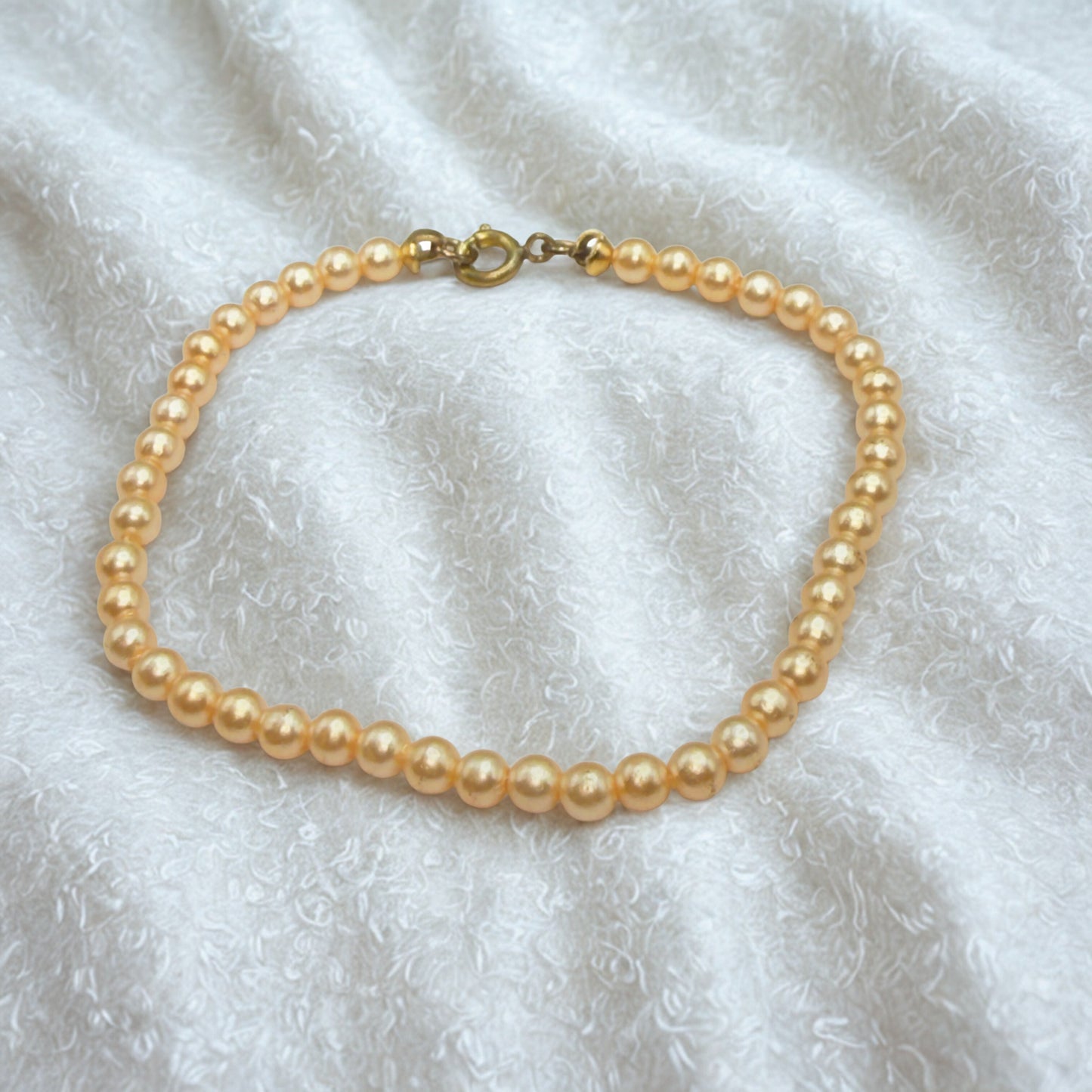 Peach Color Pearl Doll Necklace • 18-22 Inch Fashion Vintage Doll Jewelry