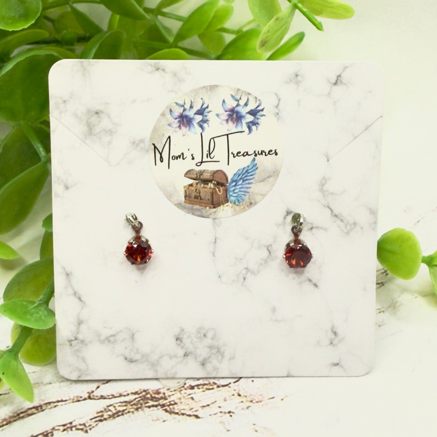 Red Round Rhinestone Silver Dangle Doll Earrings • 14 Inch Fashion Doll Jewelry