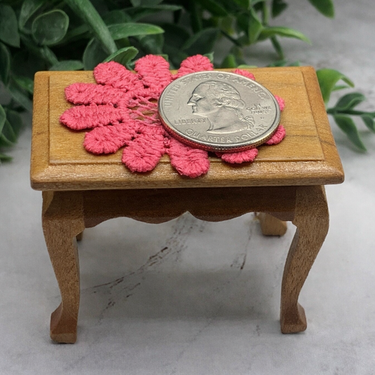 Set Of Three Pink Crochet Fabric Doilies Doily Tablecloth • Dollhouse Miniature