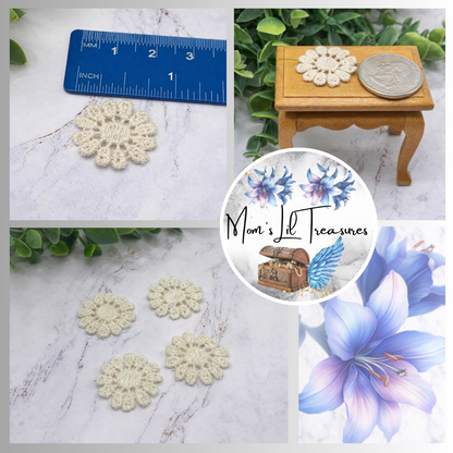 Beige Off White Crochet Fabric Doilies • Set Of Four • Dollhouse Decor Miniatures