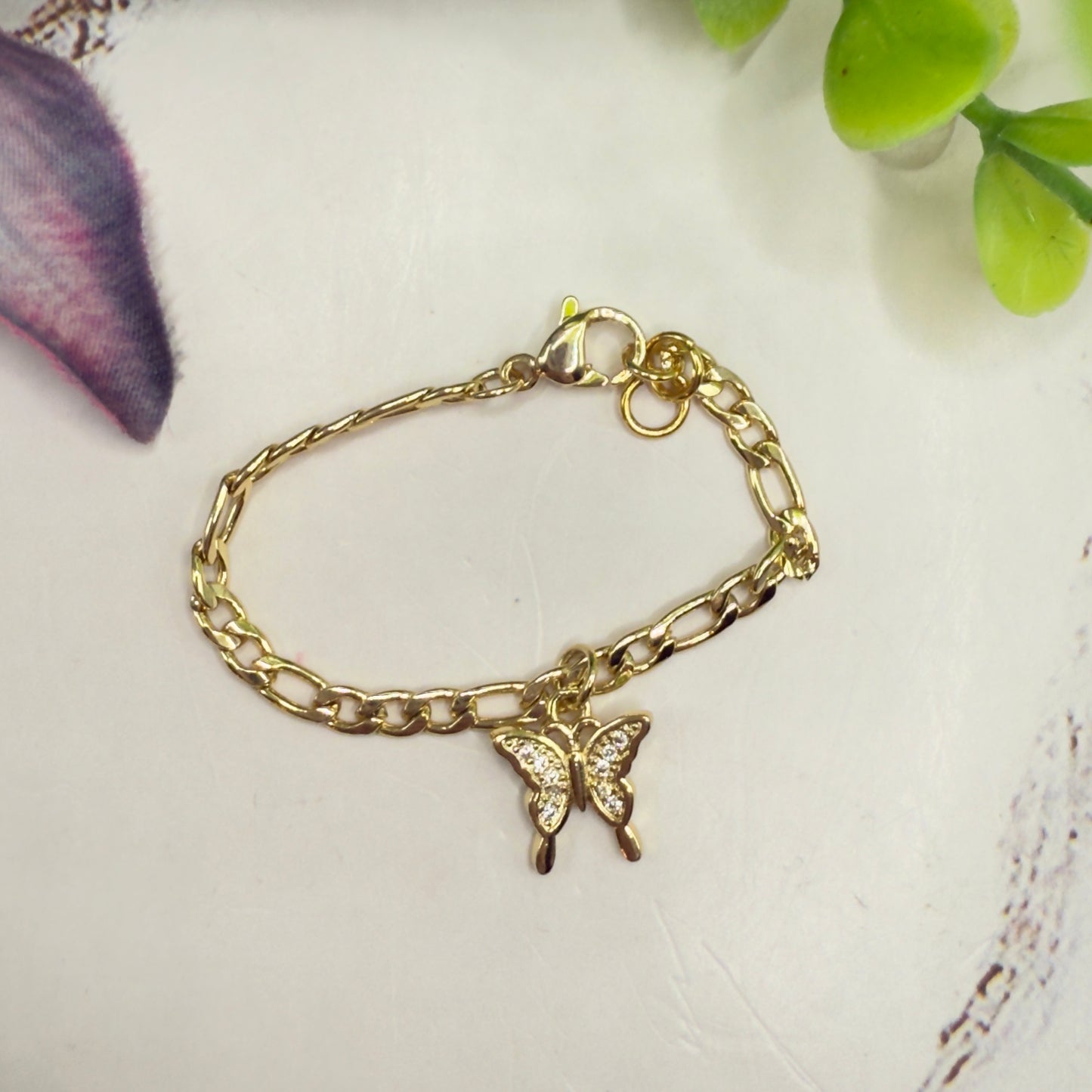 Butterfly Charm Gold Chain Doll Bracelet • 18 Inch Fashion Doll Jewelry