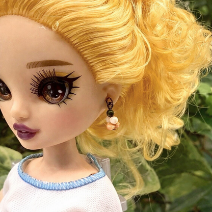 Coral & Cream Dangle Drop Doll Earrings • 10-12” Fashion Doll Jewelry
