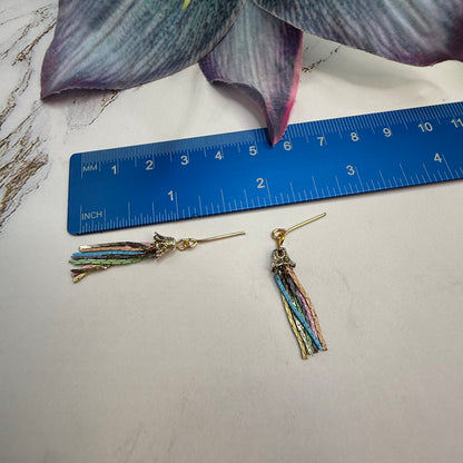 Multi Color Serpentine Chain Doll Necklace & Tassel Earrings • 18 Inch Fashion Doll Jewelry