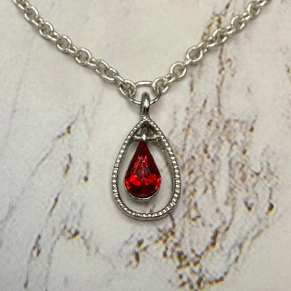 Red Teardrop Rhinestone Necklace & Earrings Set • 18” Fashion Doll Jewelry