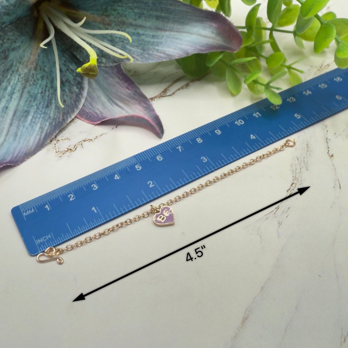 BF Purple Heart Charm Gold Chain Doll Necklace • 14 Inch Doll Jewelry