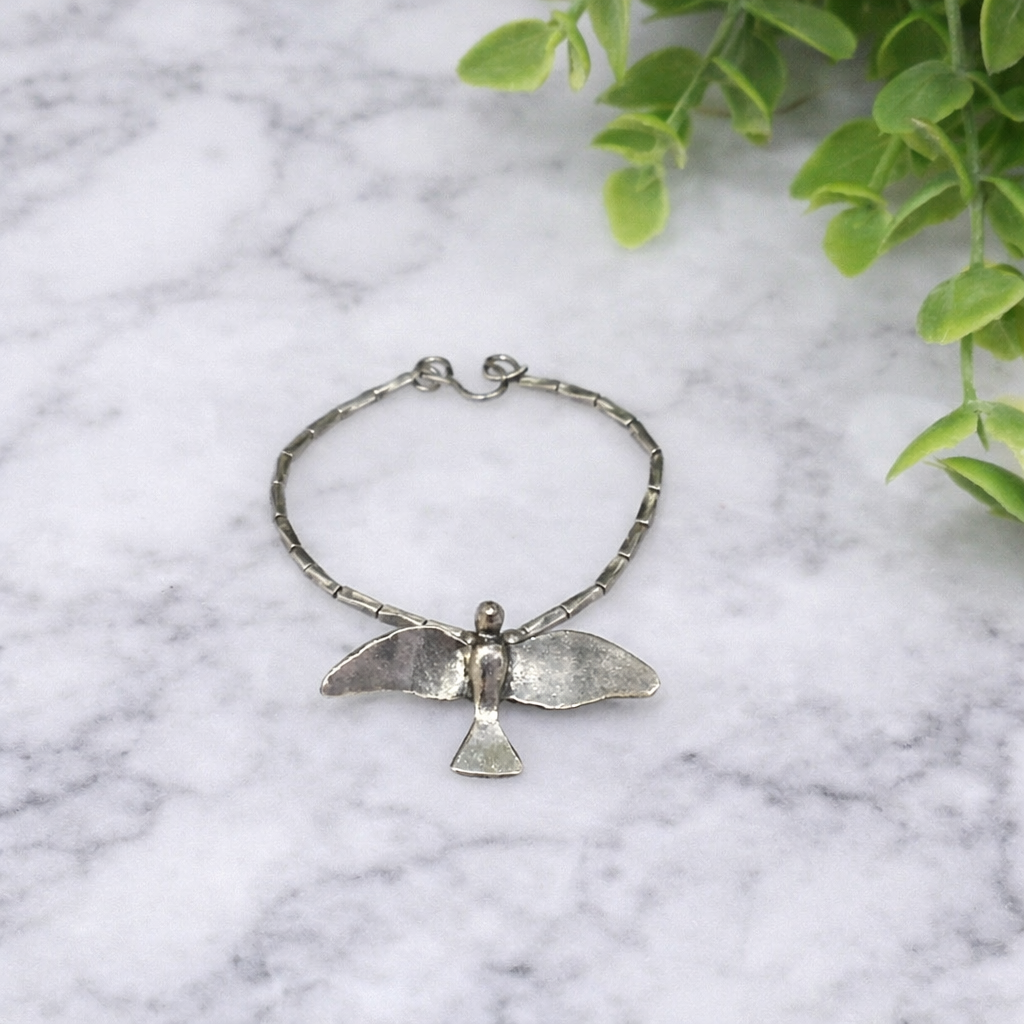 Silver Bird Pendant Wire Choker Necklace • 16 Inch Fashion Doll Jewelry