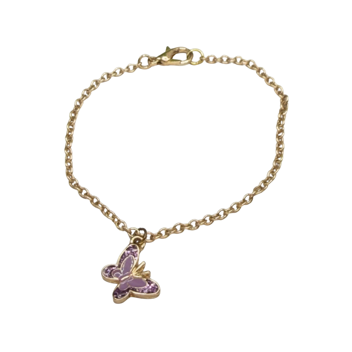 Purple Enamel Butterfly Charm Gold Doll Necklace • 18 Inch Fashion Doll Jewelry