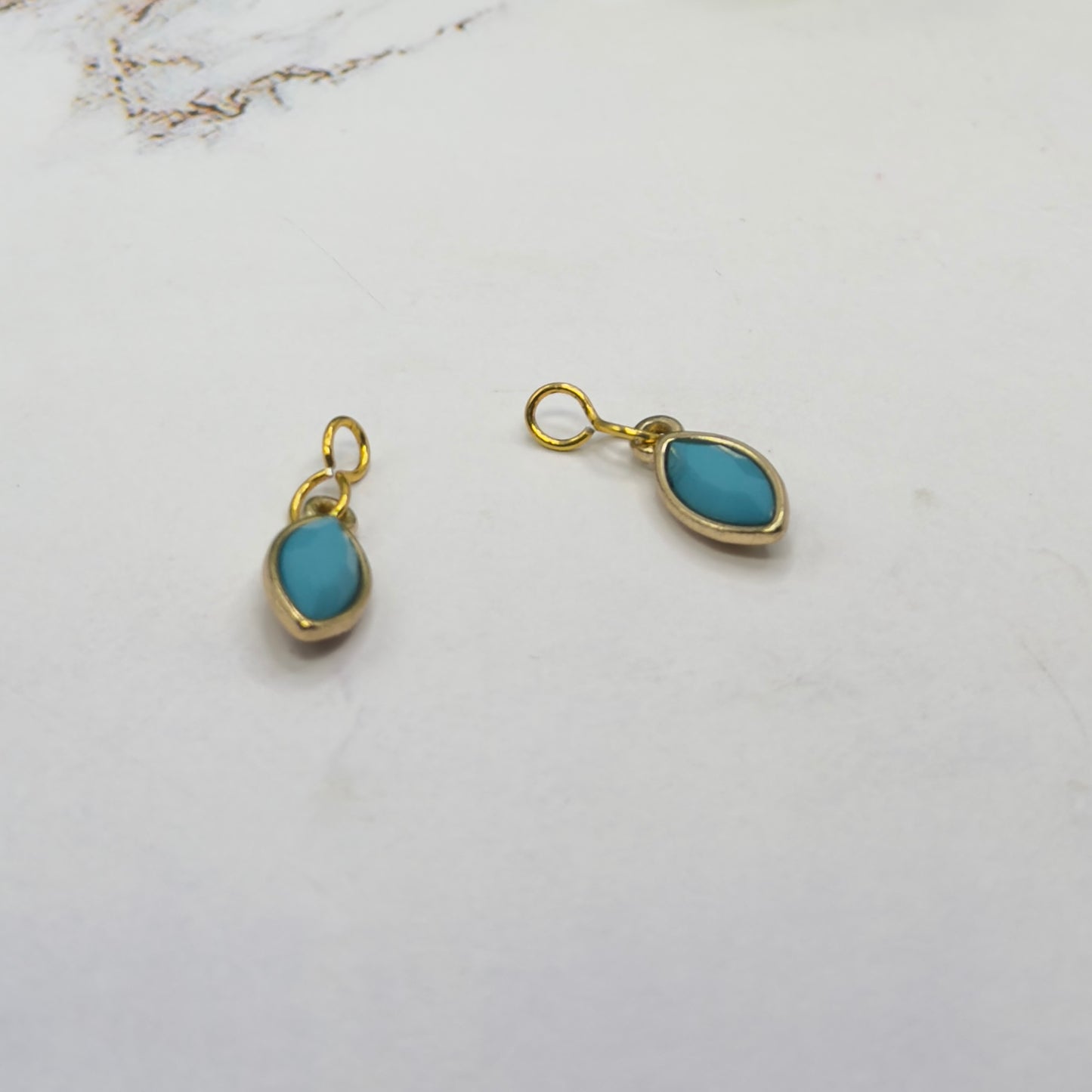 Turquoise & Gold Doll Earring Charms - DANGLE ONLY • 18 Inch Fashion Doll Jewelry
