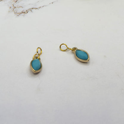 Turquoise & Gold Doll Earring Charms - DANGLE ONLY • 18 Inch Fashion Doll Jewelry