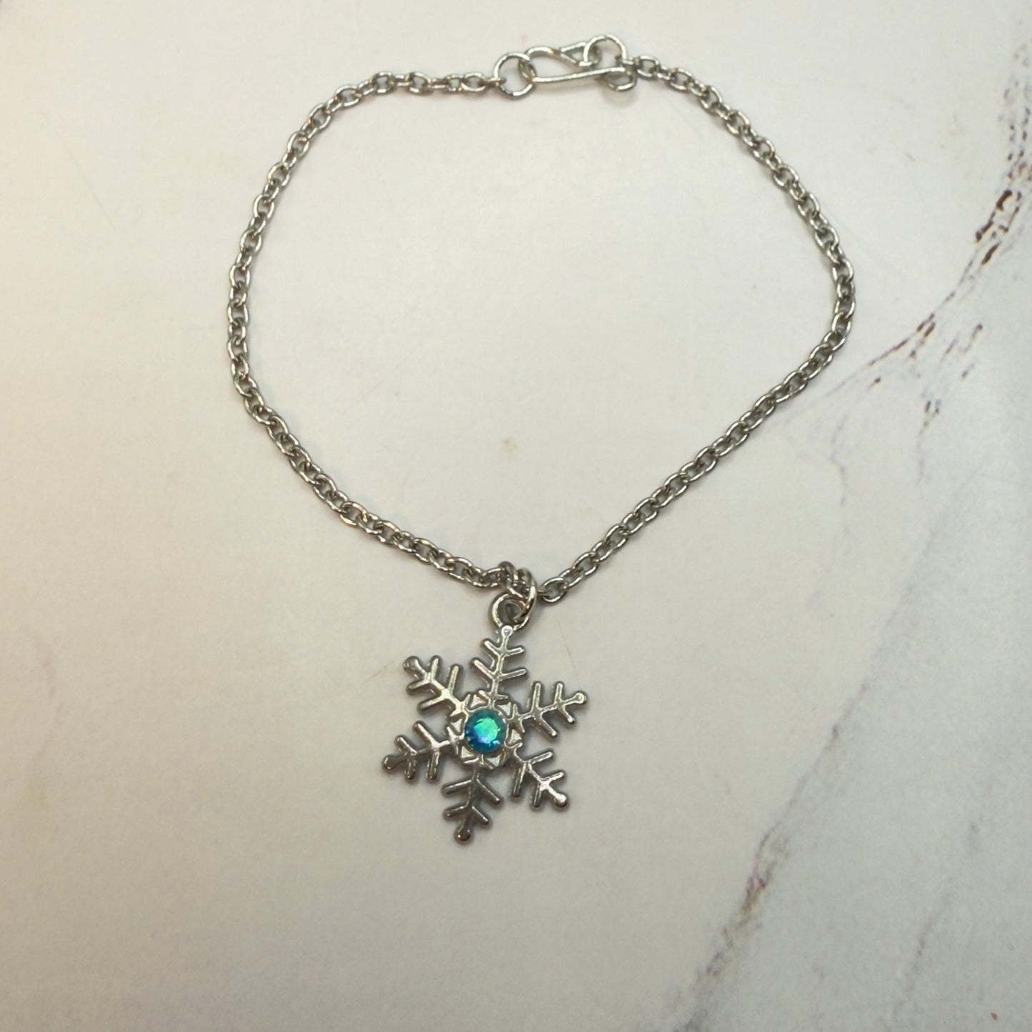 Silver Snowflake Blue Rhinestone Doll Necklace • 18 Inch Fashion Doll Jewelry