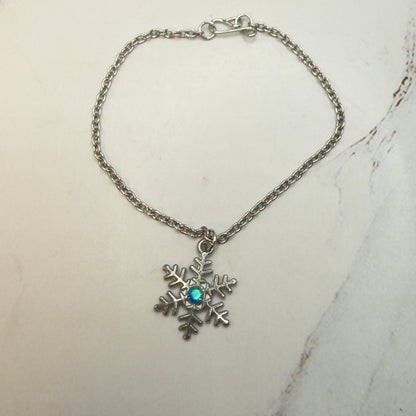 Silver Snowflake Blue Rhinestone Doll Necklace • 18 Inch Fashion Doll Jewelry