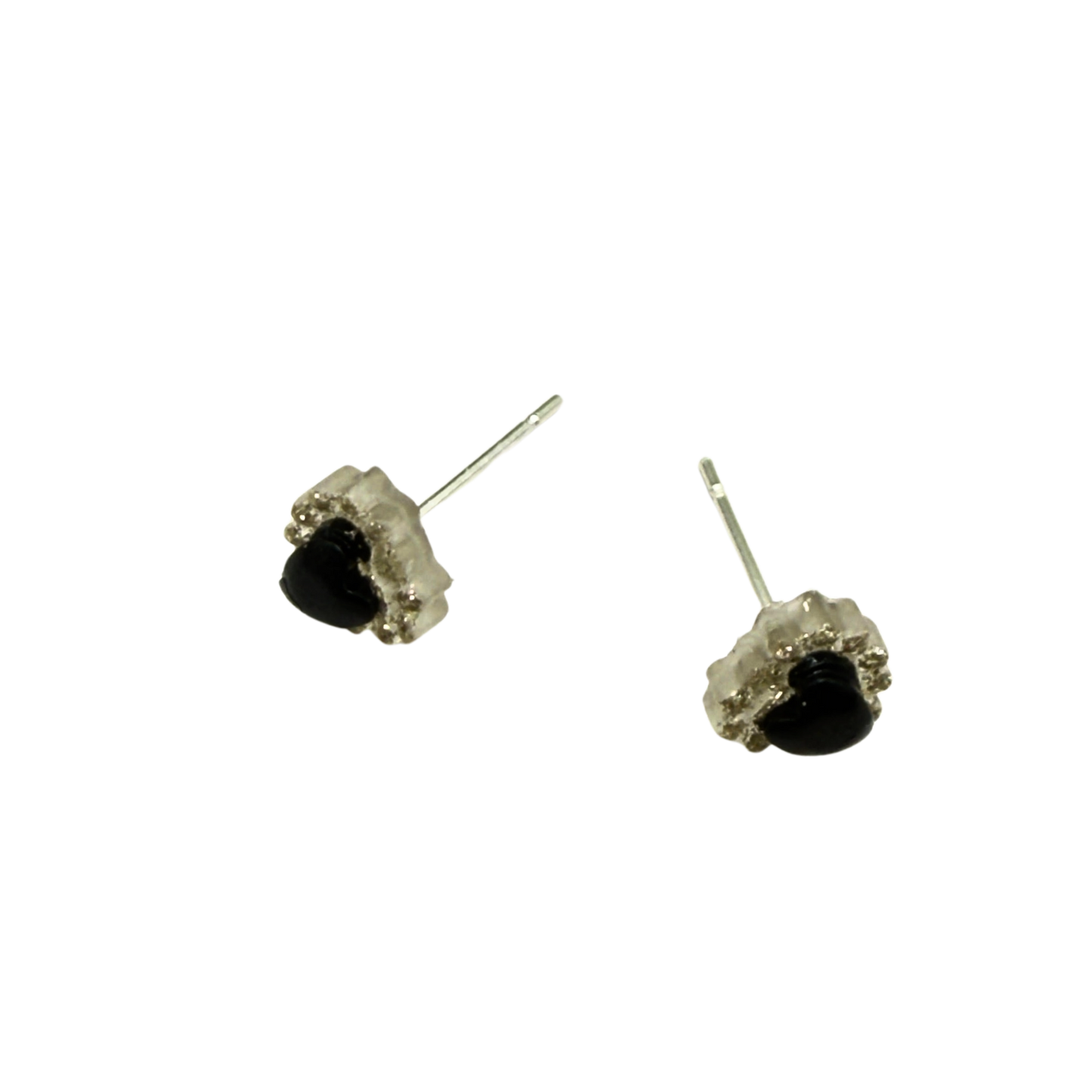 Black Center Glittery Ruffled Heart Post Doll Earrings • 18 Inch Fashion Doll Jewelry